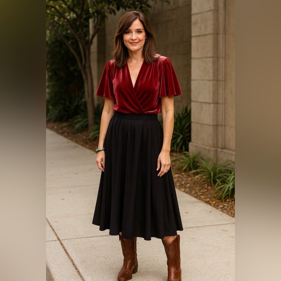 Zara Tops - ZARA Rose Velvet Plunge Neckline Draped Going Out Bodysuit